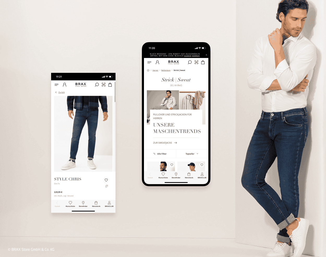 Brax App mit Detailseite einer Hose