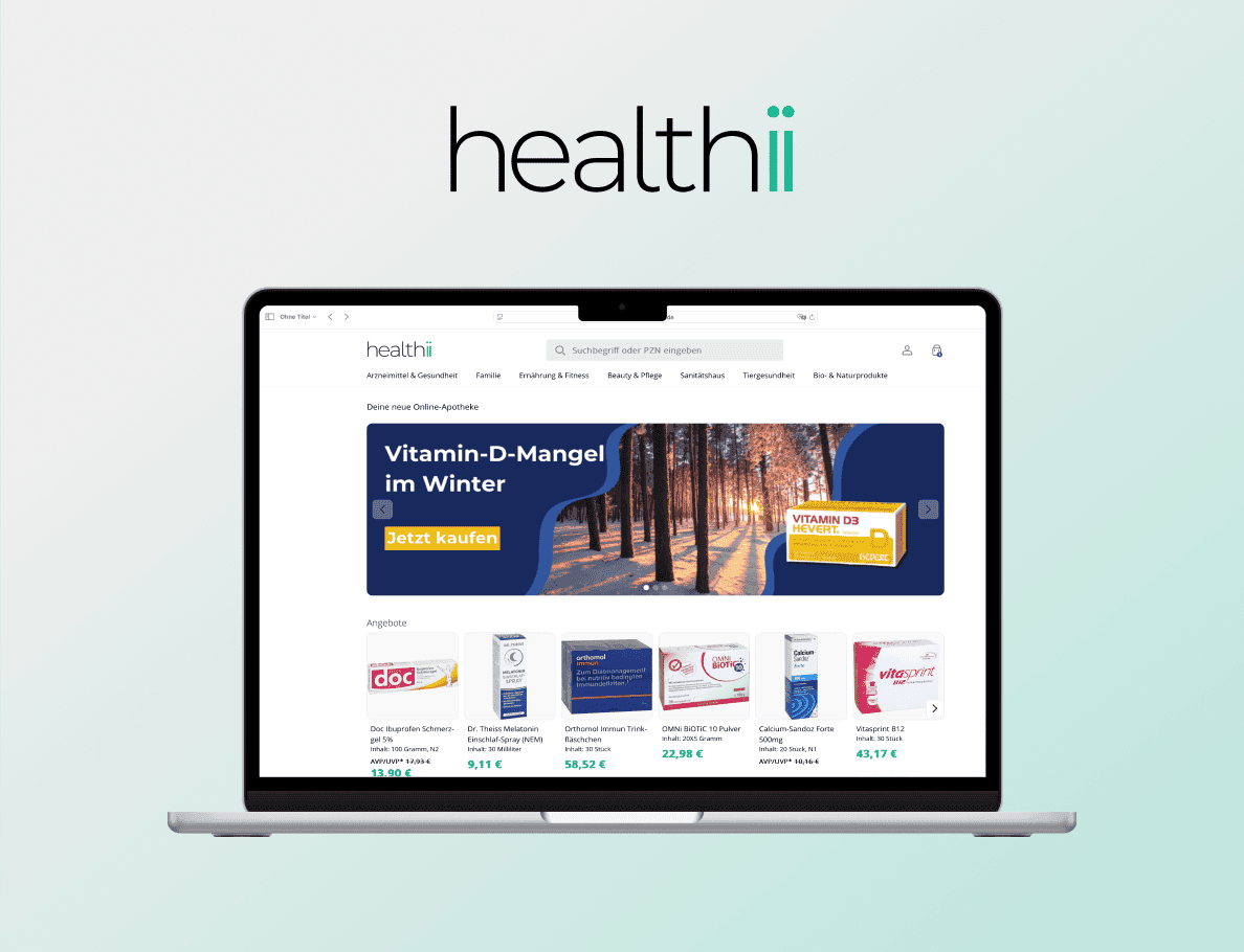 Healthii Onlineapotheke Desktop Ansicht in einem Macbook 