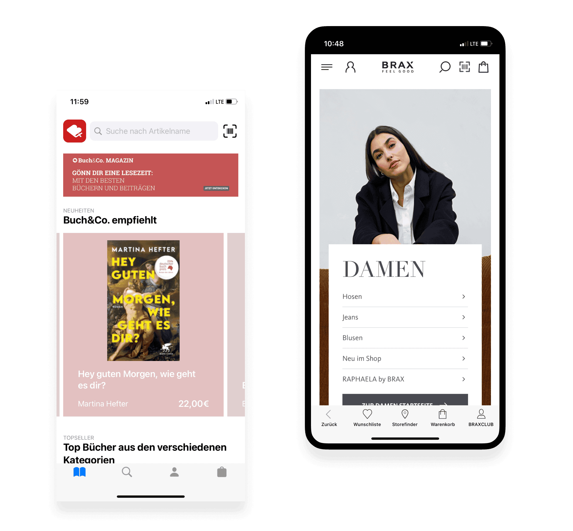 Die Buch & mehr App und die Brax App 