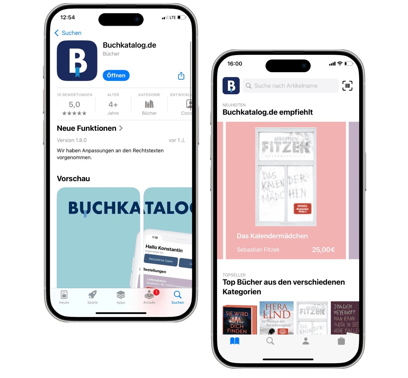 Eine App im Smartphone als Abbildung im Apple Store und die geöffnete App