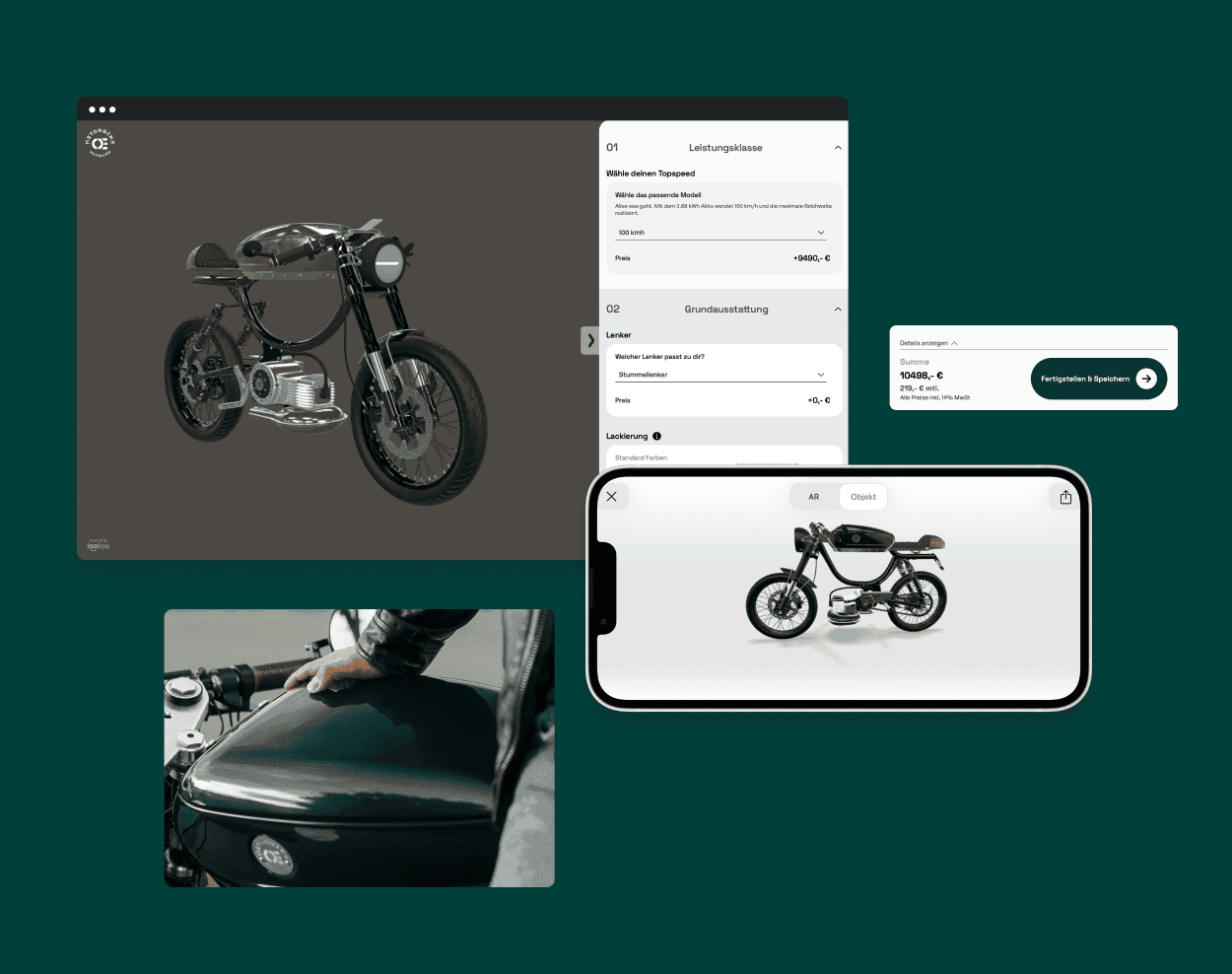 Ansicht des 3D Konfigurators im Browser und im Smartphone