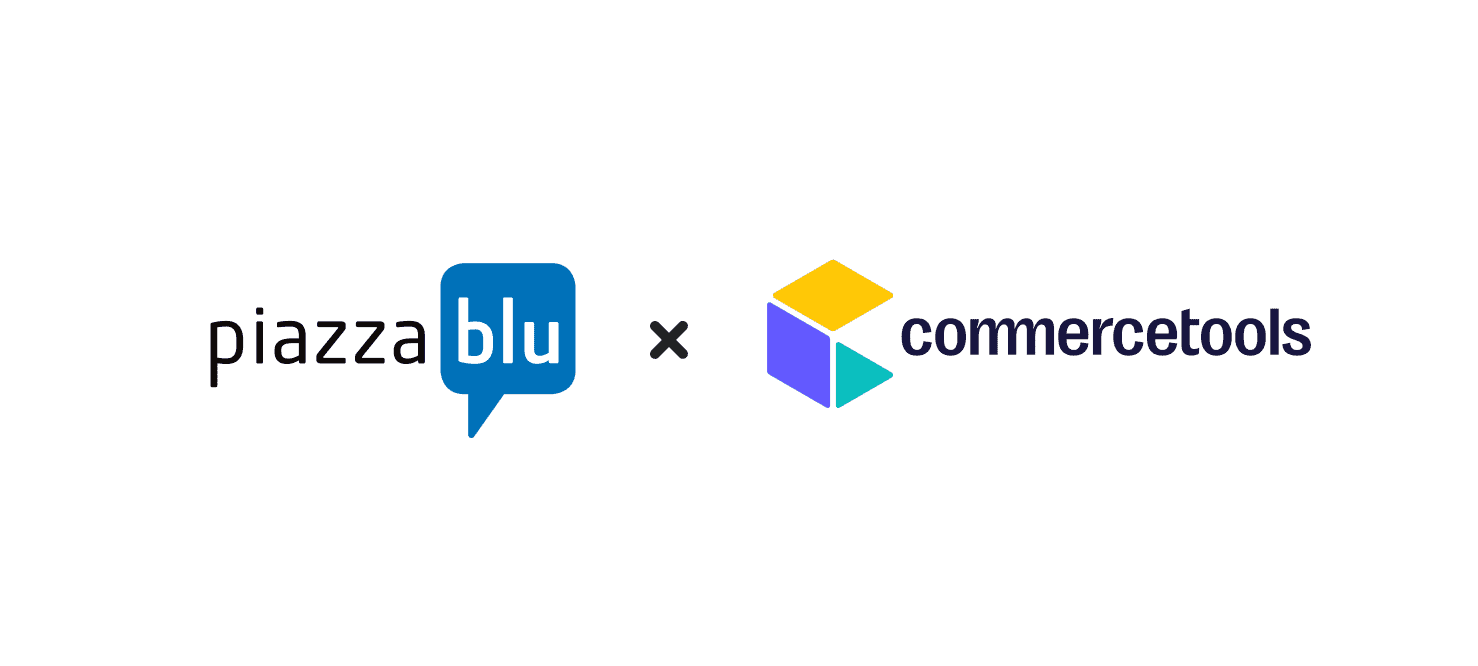 Logos von piazza blu und commercetools