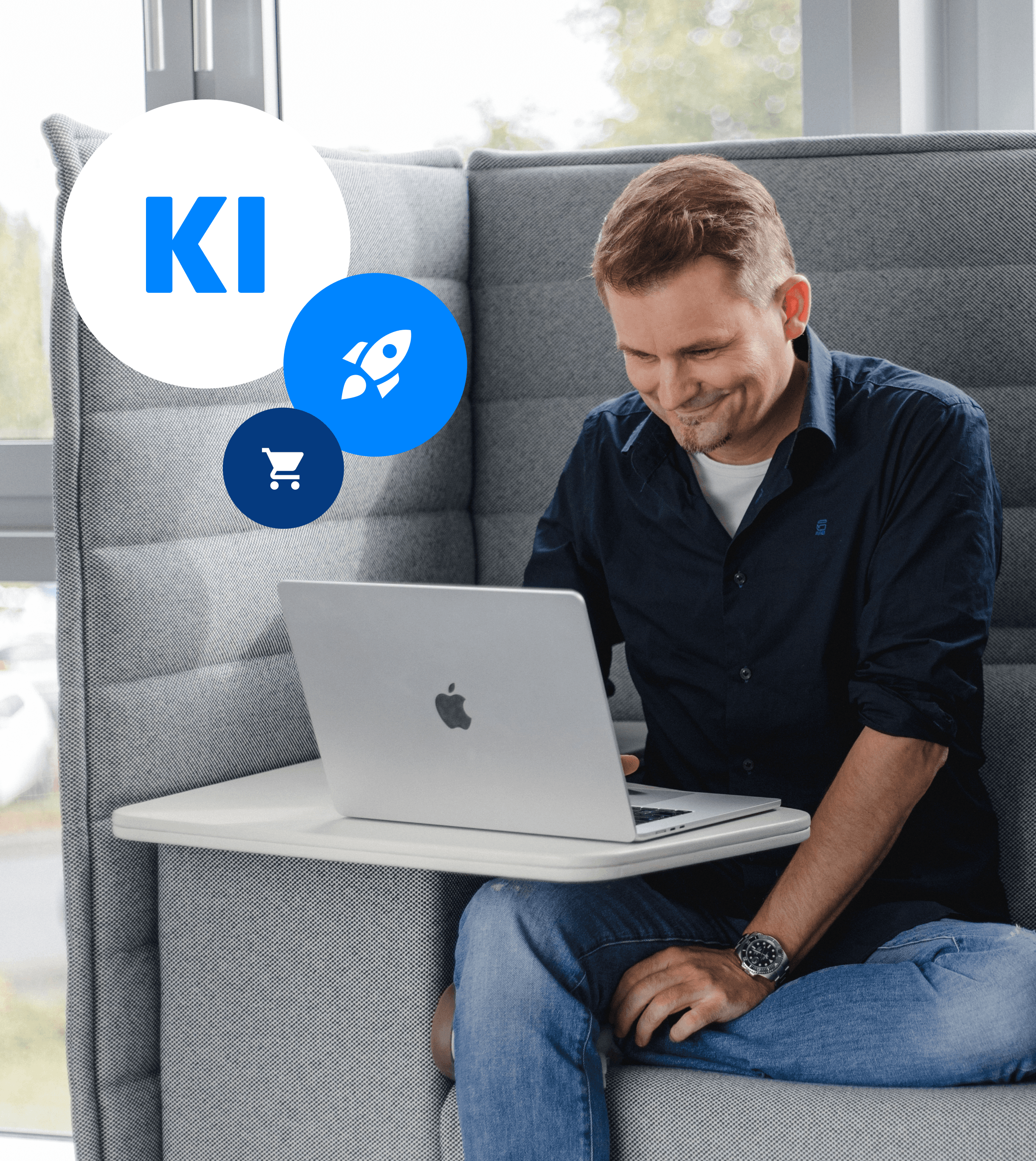 User meldet sich für KI-Projekt bei piazza blu an.