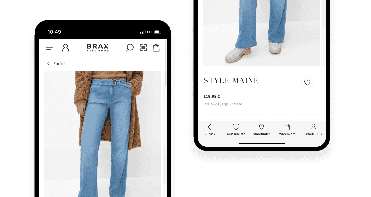 Mockup von der Brax App