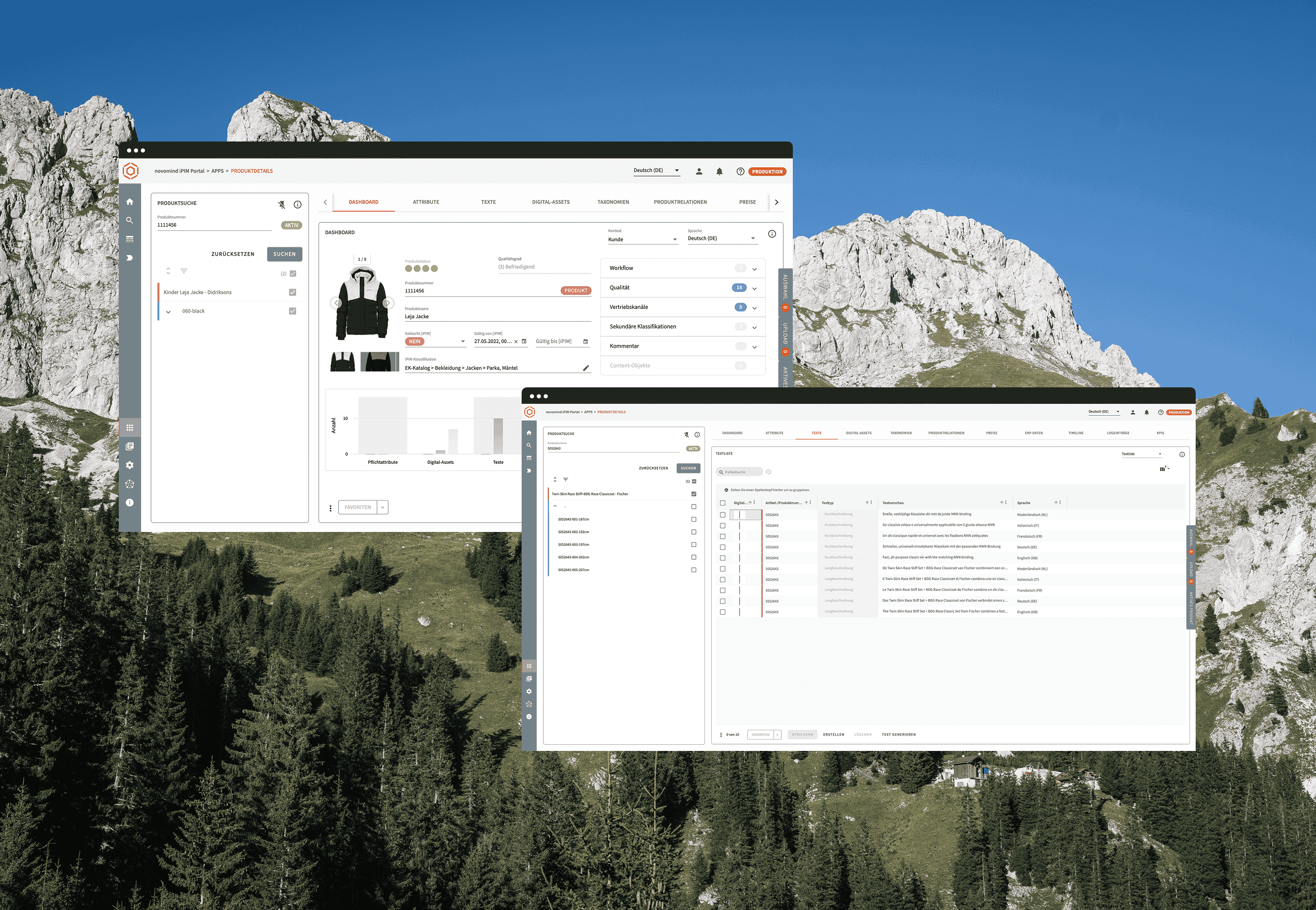 Bergzeit iPIM Desktop Ansicht