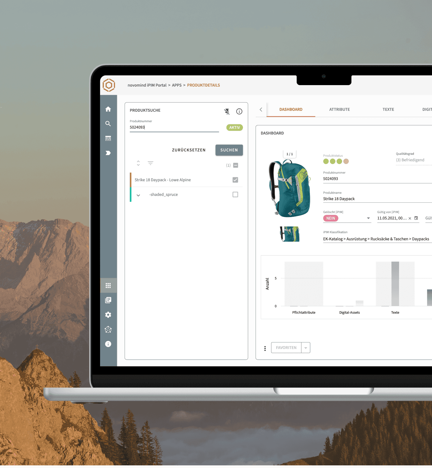 Bergzeit iPIM Desktop Ansicht